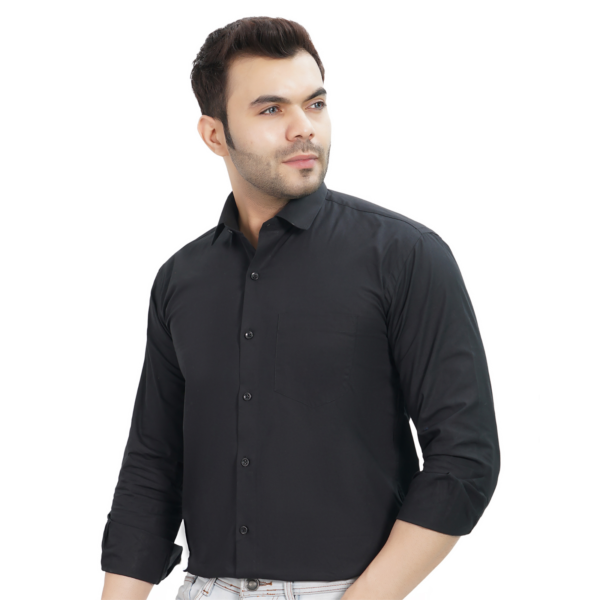 Elmillor Men's Solid Regular Fit Formal Shirt, Black