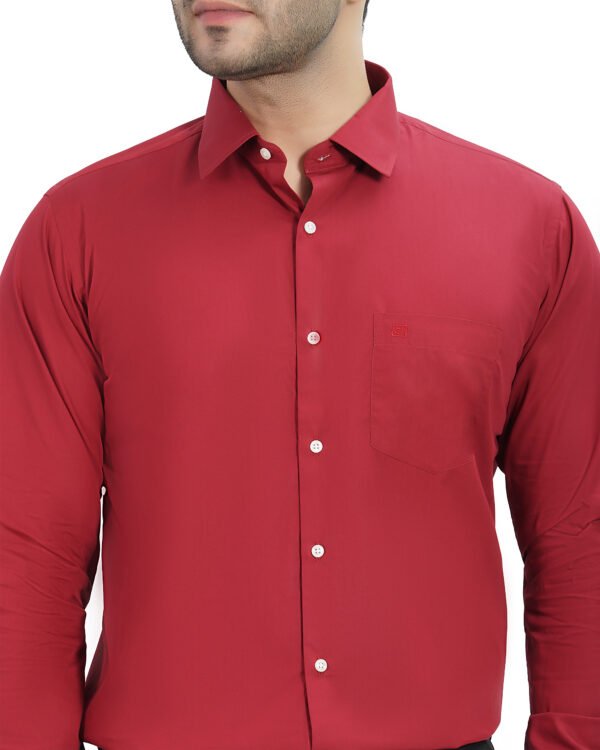 Elmillor Men's Solid Regular Fit Formal Shirt, Maroon - Image 2