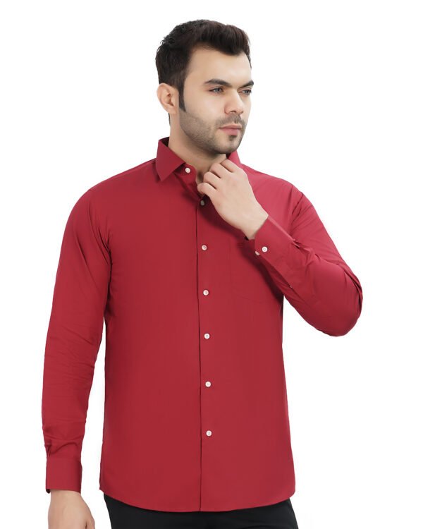 Elmillor Men's Solid Regular Fit Formal Shirt, Maroon - Image 5