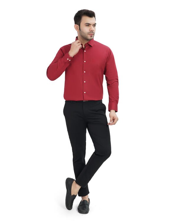 Elmillor Men's Solid Regular Fit Formal Shirt, Maroon - Image 6