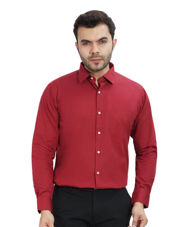 Elmillor Men's Solid Regular Fit Formal Shirt, Maroon - Image 7