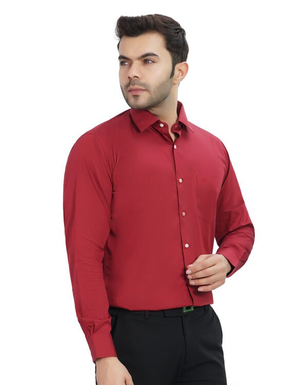 Elmillor Men's Solid Regular Fit Formal Shirt, Maroon - Image 8