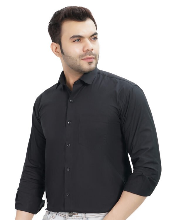 Elmillor Men's Solid Regular Fit Formal Shirt, Black - Image 2