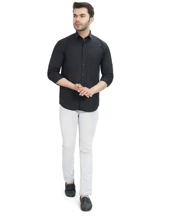 Elmillor Men's Solid Regular Fit Formal Shirt, Black - Image 3