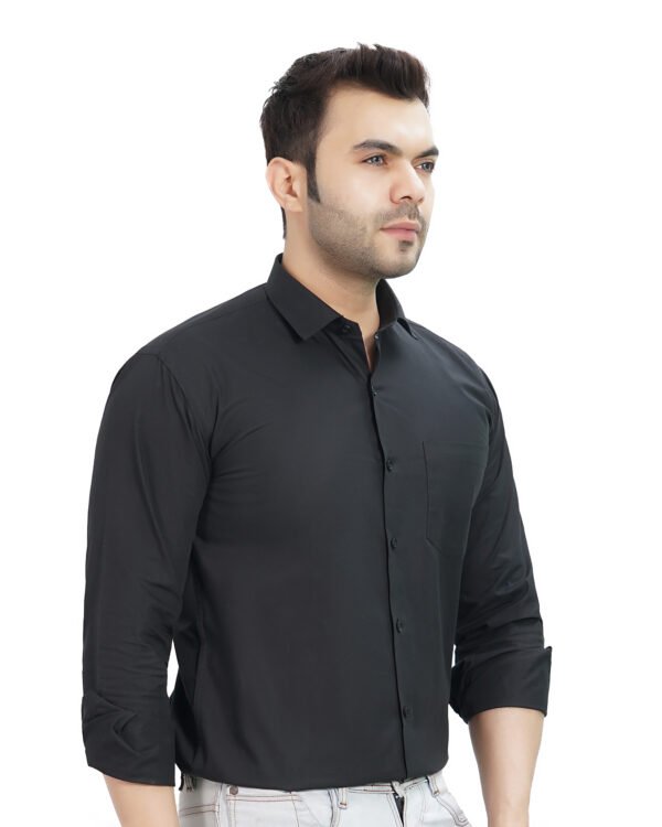 Elmillor Men's Solid Regular Fit Formal Shirt, Black - Image 5