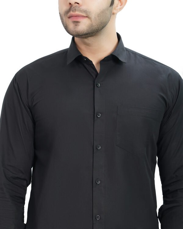 Elmillor Men's Solid Regular Fit Formal Shirt, Black - Image 6