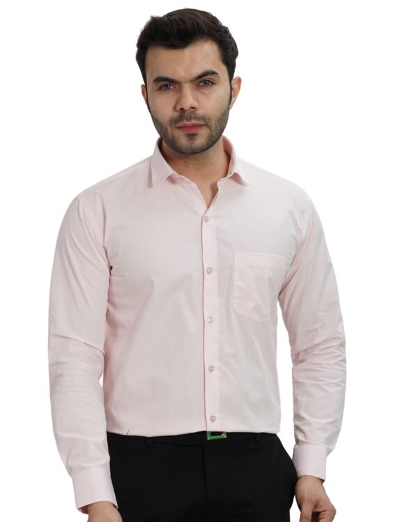 Elmillor Men's Solid Regular Fit Formal Shirt, Light Pink - Image 2