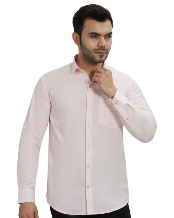 Elmillor Men's Solid Regular Fit Formal Shirt, Light Pink - Image 4