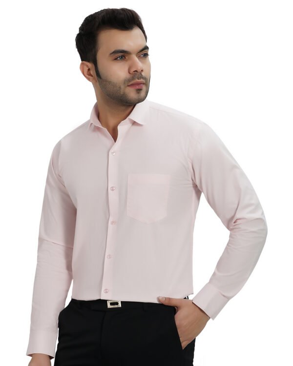 Elmillor Men's Solid Regular Fit Formal Shirt, Light Pink - Image 5