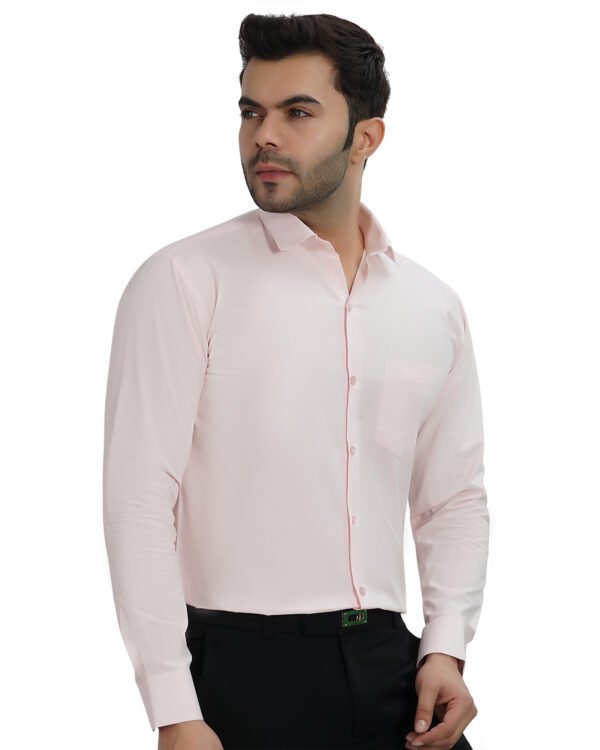 Elmillor Men's Solid Regular Fit Formal Shirt, Light Pink - Image 6