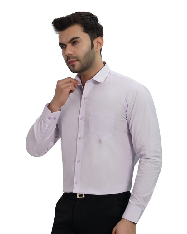 Elmillor Men's Solid Regular Fit Formal Shirt, Purple - Image 4