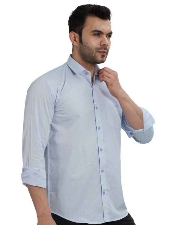 Elmillor Men's Solid Regular Fit Formal Shirt, Sky Blue - Image 6