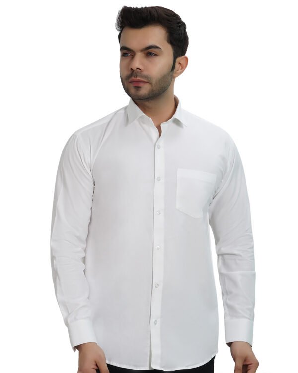 Elmillor Men's Solid Regular Fit Formal Shirt, White - Image 3