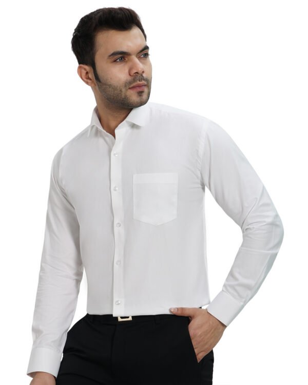 Elmillor Men's Solid Regular Fit Formal Shirt, White - Image 5